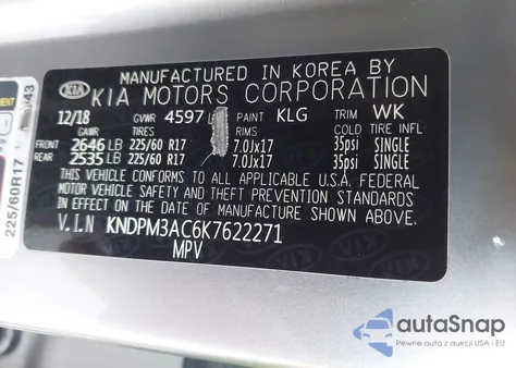 2019 Kia Sportage Lx из США, поврежденный, VIN KNDPM3AC6K7622271